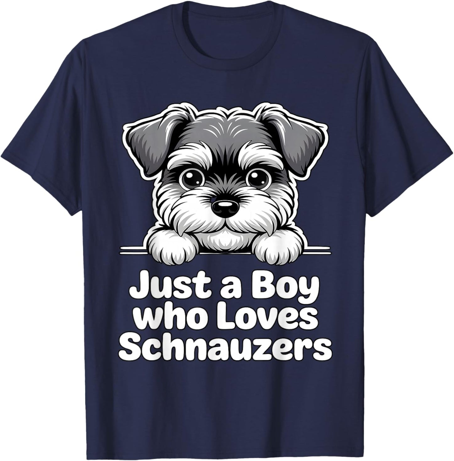 Just a Boy Who Loves Schnauzers T-Shirt - T-Shirt | Navy