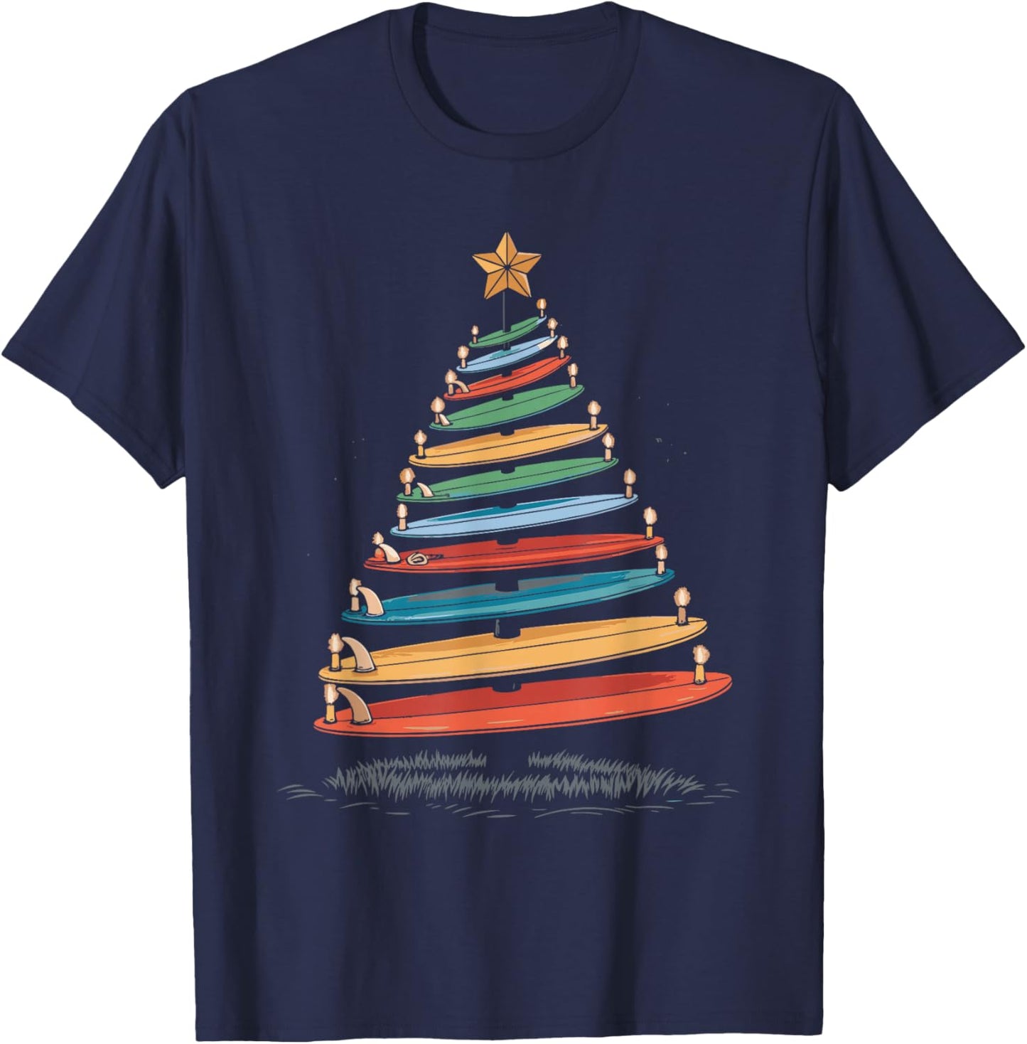 Christmas Tree Surfboard T-Shirt - T-Shirt | Navy