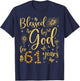 Butterfly Flower Blessed By God For 61 Years 61st Birthday T-Shirt - T-Shirt | Navy