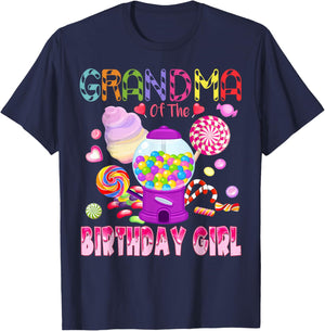 Grandma Of The Birthday Gifts Girl Candyland Candy Birthday T-Shirt - T-Shirt | Navy
