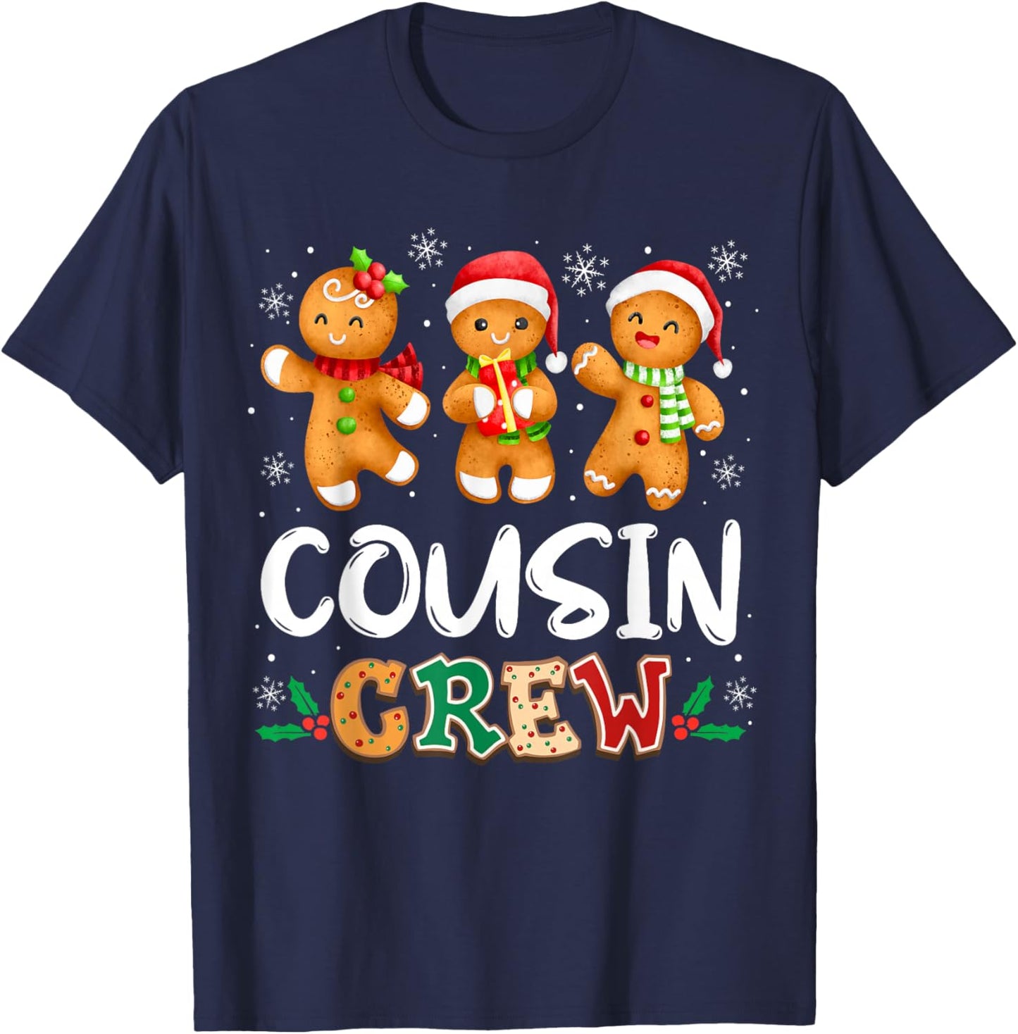 Cousin Crew Christmas Pajama Shirt Gingerbread Man T-Shirt - T-Shirt | Navy