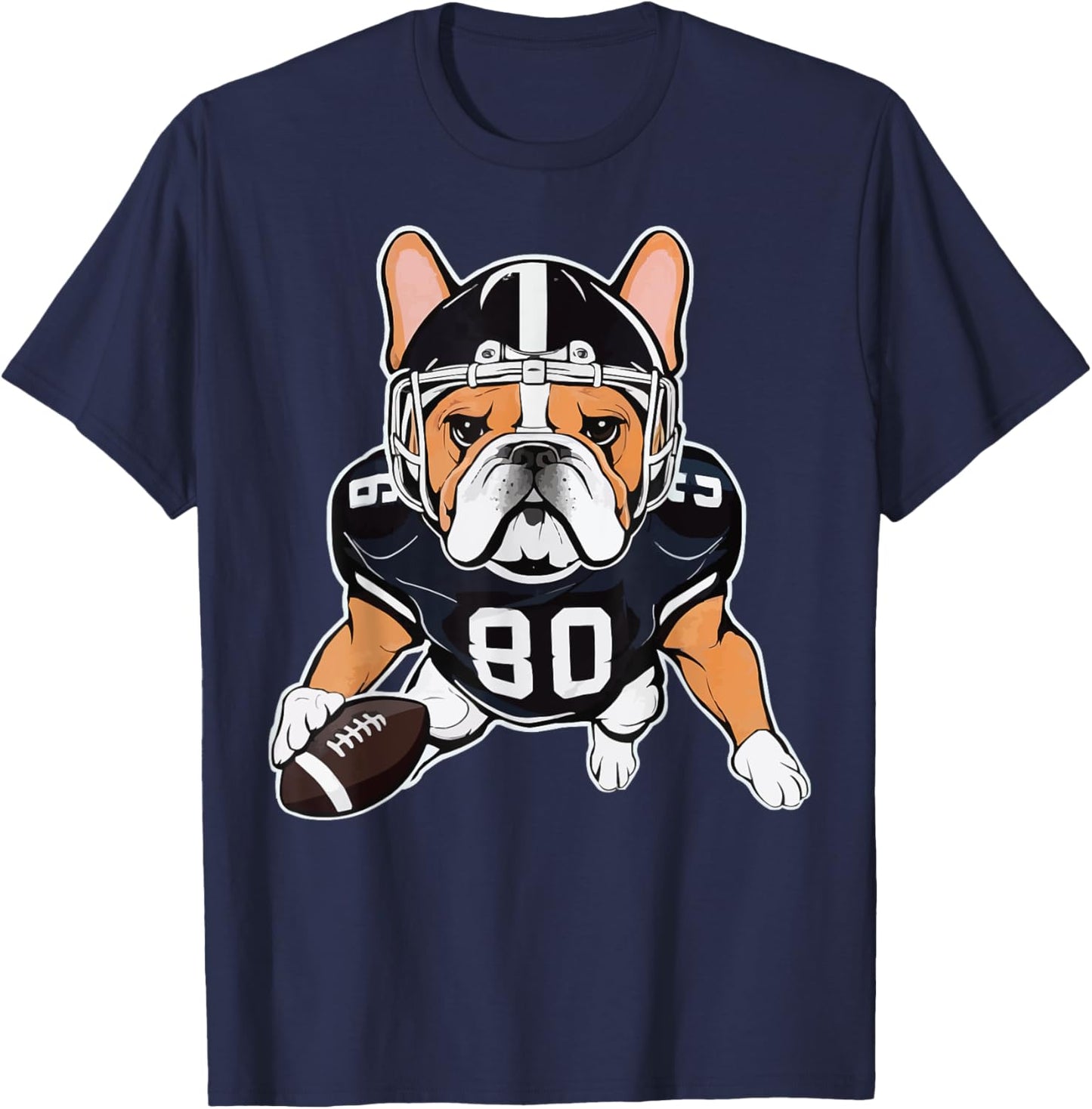 Funny Dog Lover French Bulldog American Football Player T-Shirt - T-Shirt | Navy
