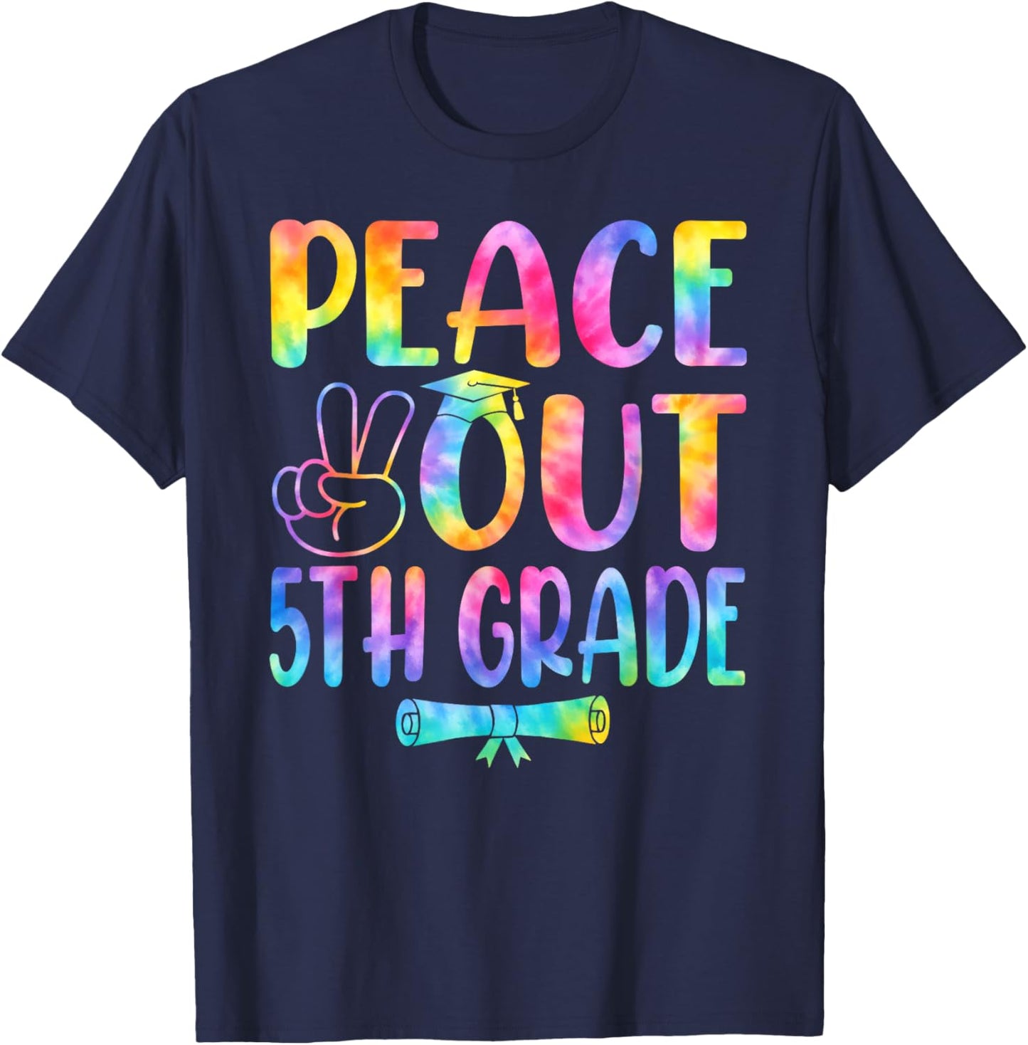 Peace Out 5th Grade Tie Dye Graduation Last Day of School T-Shirt - T-Shirt | Navy
