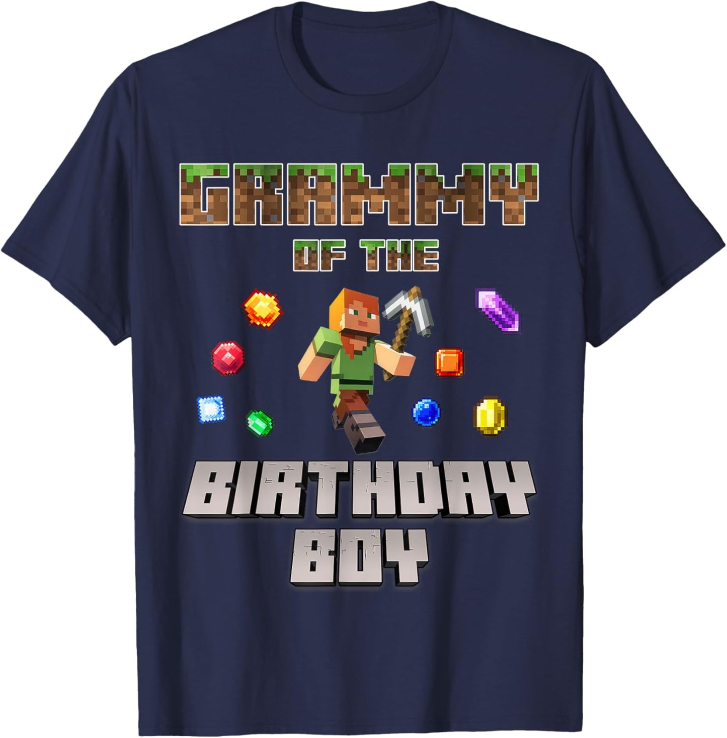 Grammy Of The Birthday Boy Video Gamer Pixel Number T-Shirt - T-Shirt | Navy