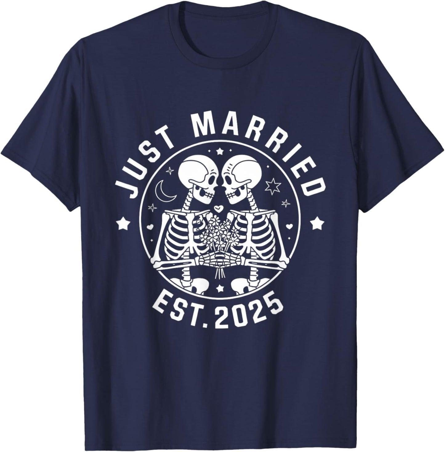 Just Married Skeleton Couple Est. 2025 T-Shirt - T-Shirt | Navy