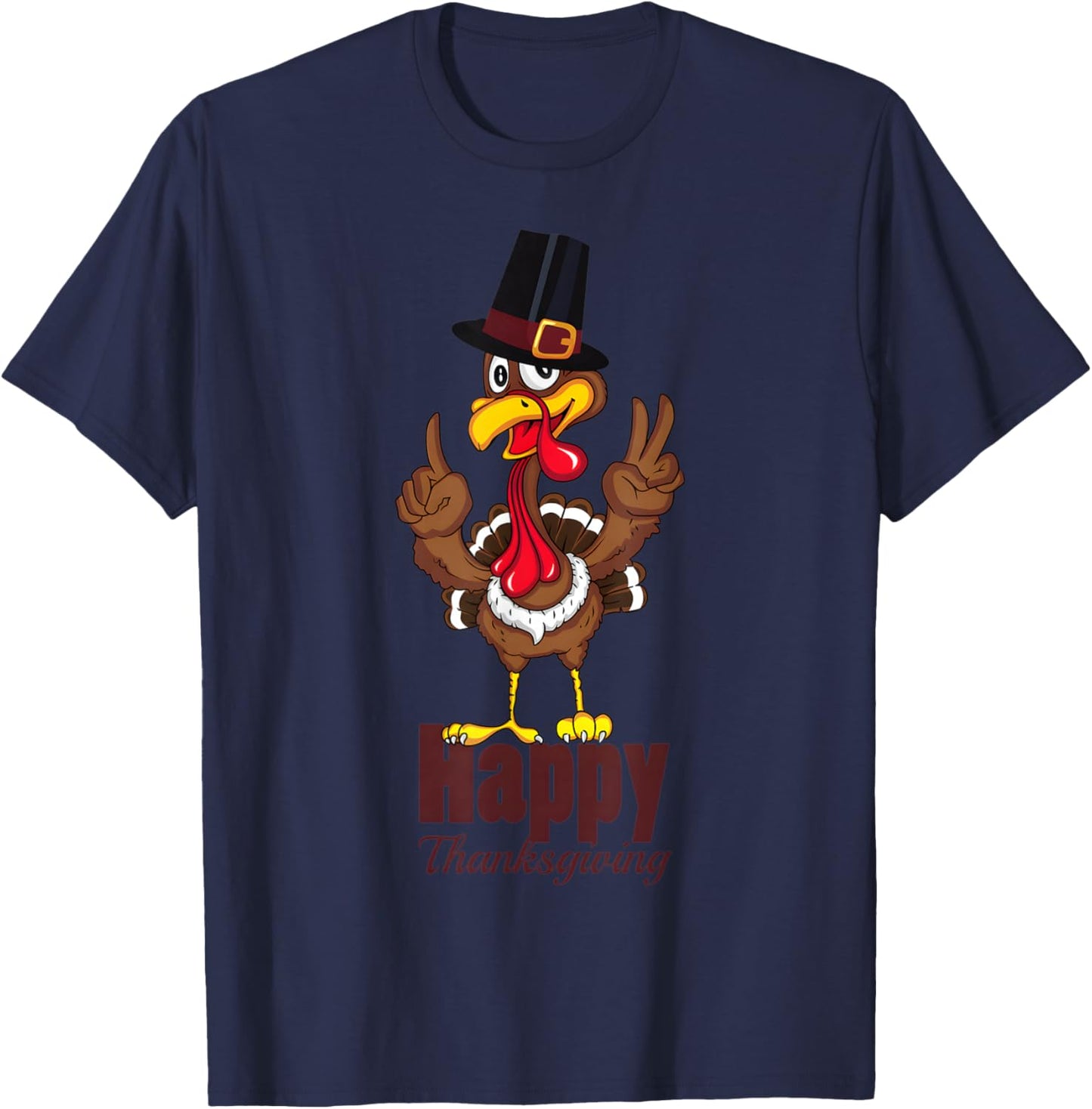 Happy Thanksgiving Funny Turkey Family Men Women Graphic T-Shirt - T-Shirt | Navy