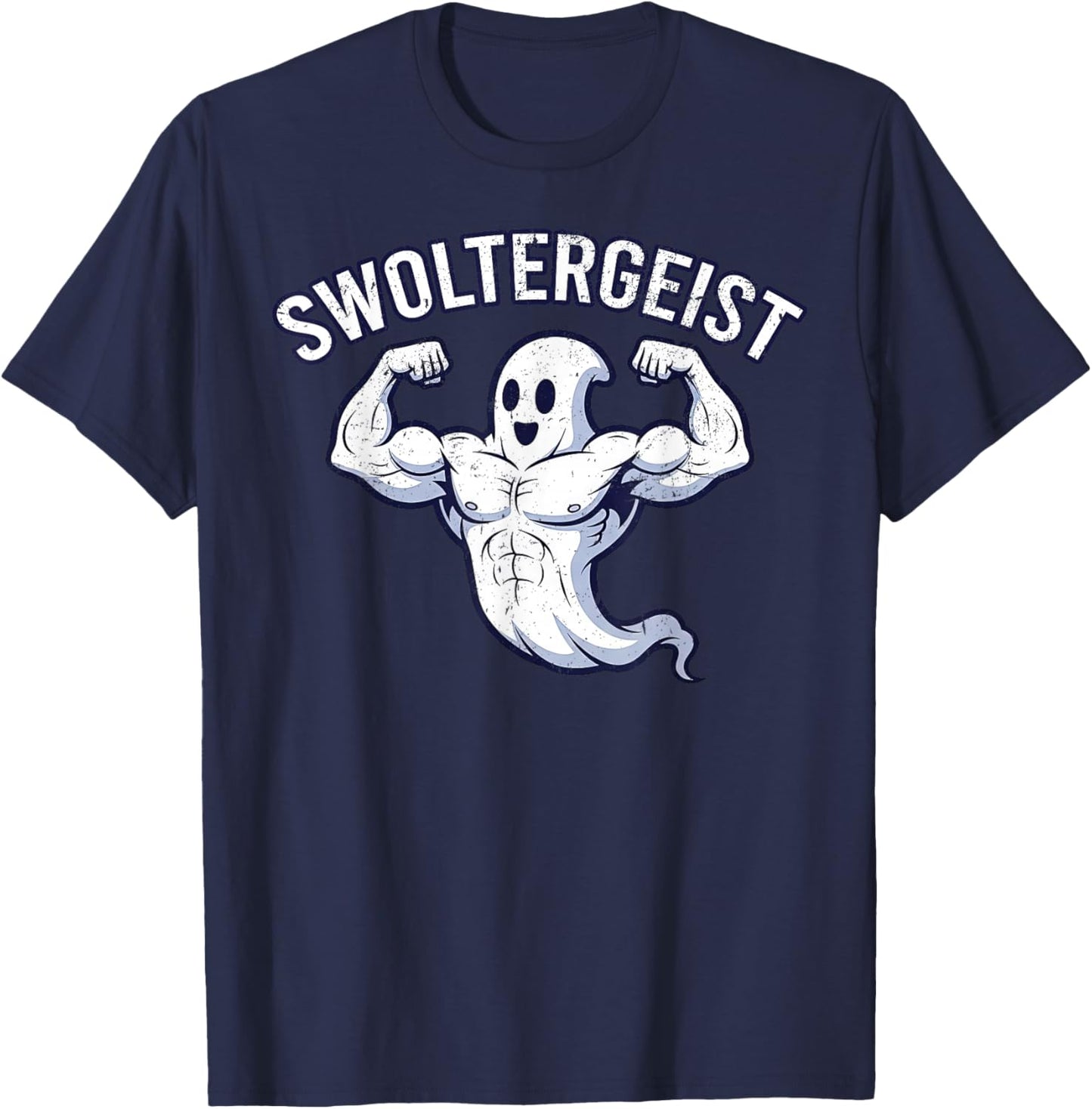 Halloween Bodybuilding Ghost Funny Swoltergeist Spooky Gym T-Shirt - T-Shirt | Navy