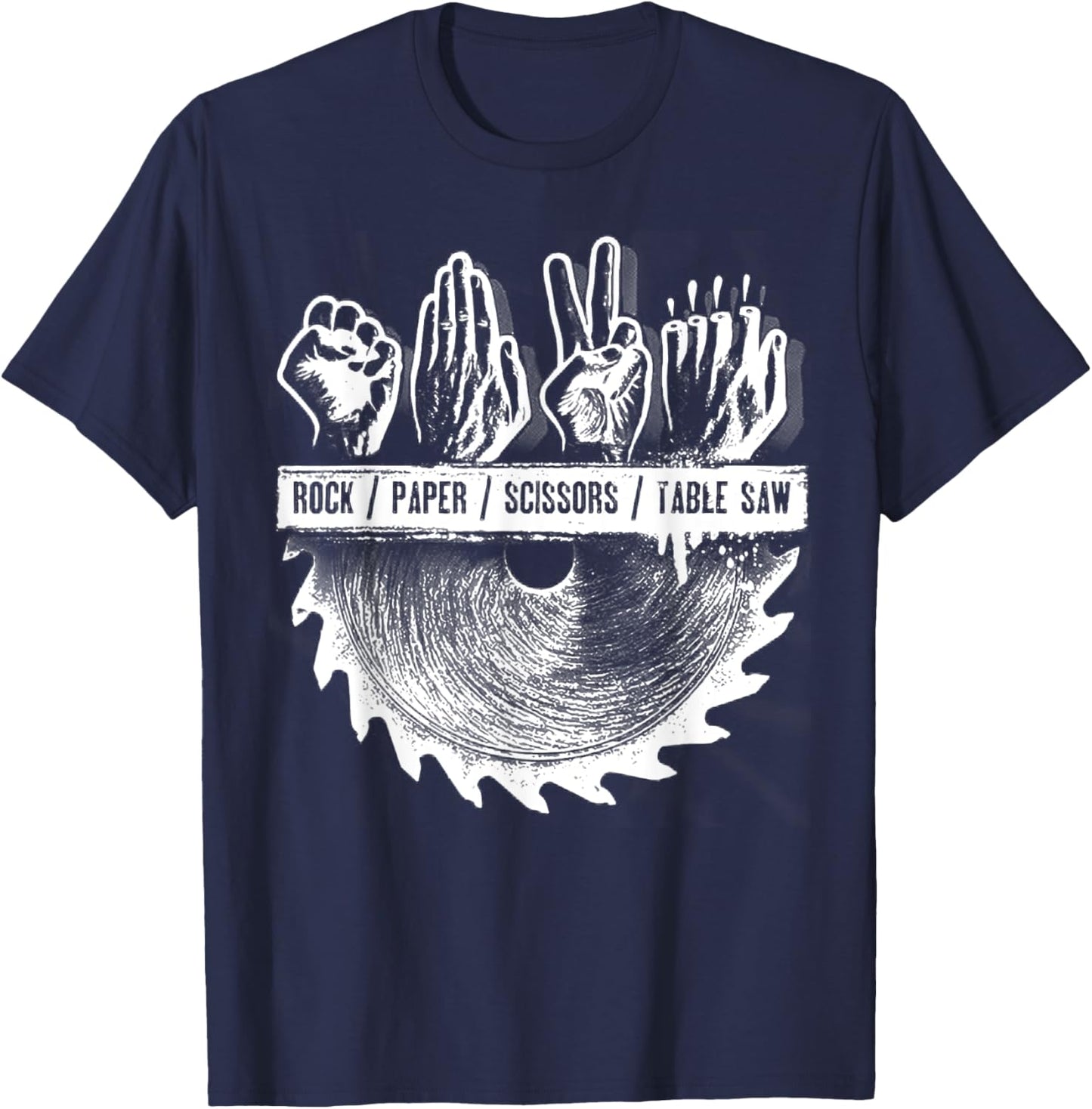 Rock Paper Scissors Table Saw T-Shirt - T-Shirt | Navy