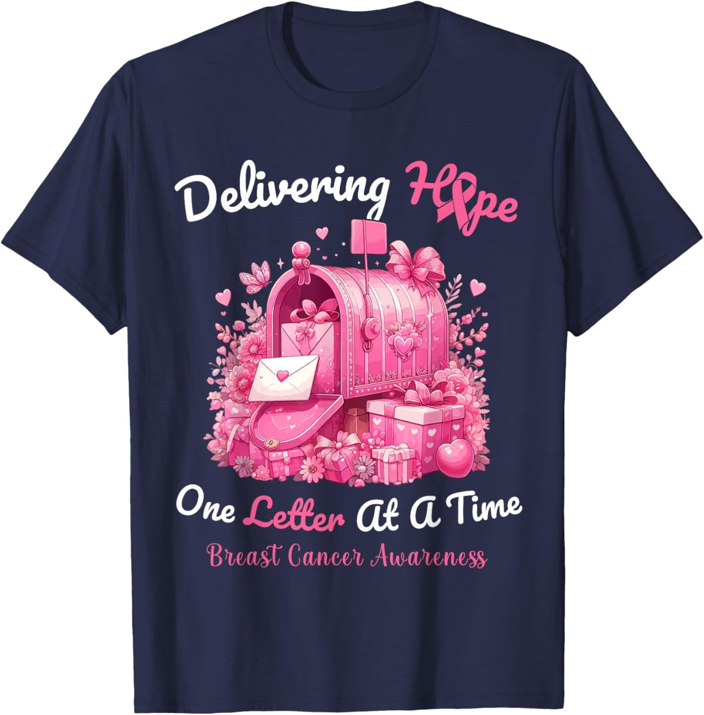 Postal Clerk Breast Cancer Awareness October We Wear Pink T-Shirt - T-Shirt | Navy