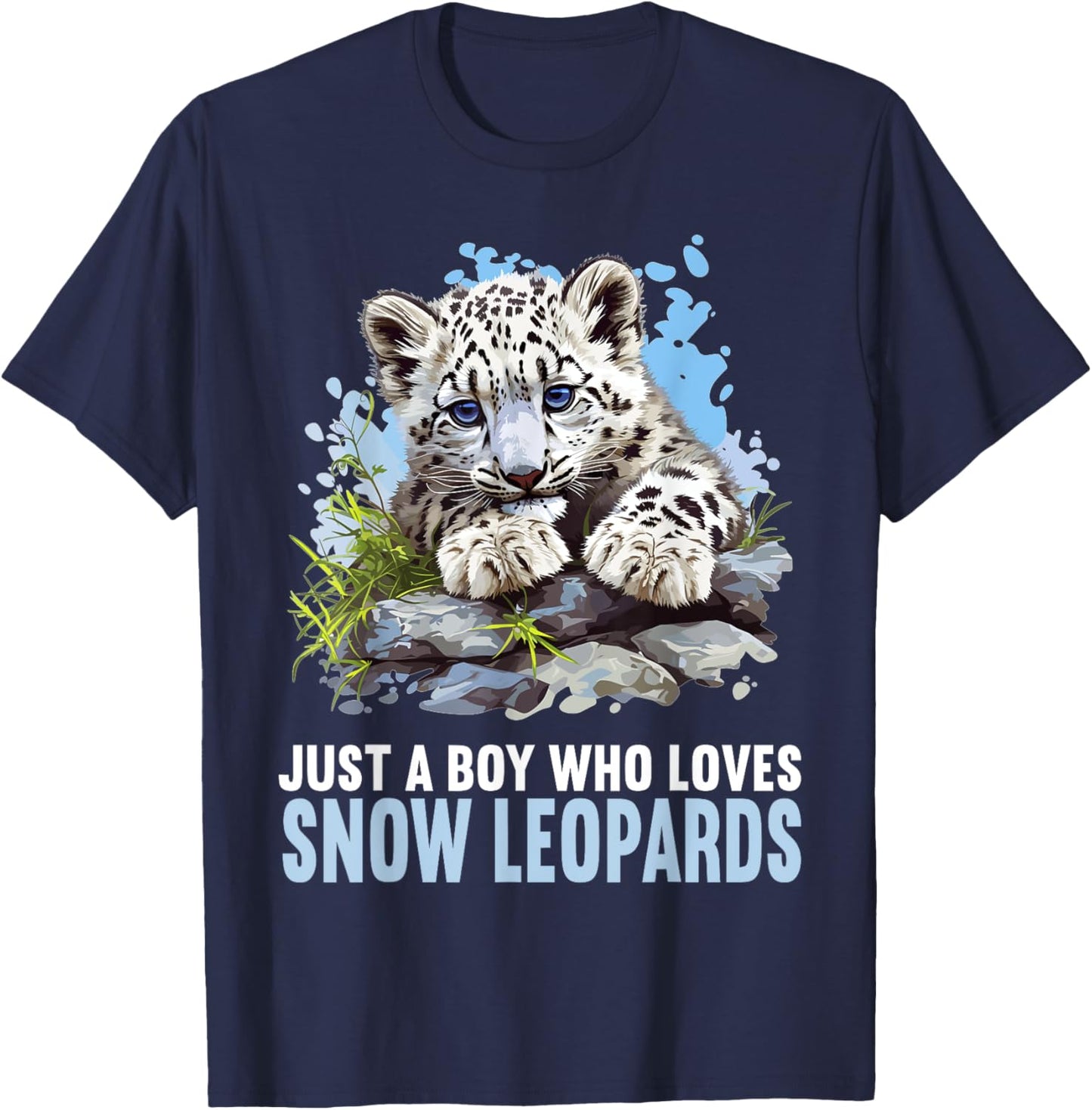Just a Boy who loves Snow Leopards Lovers Snow Leopard T-Shirt - T-Shirt | Navy