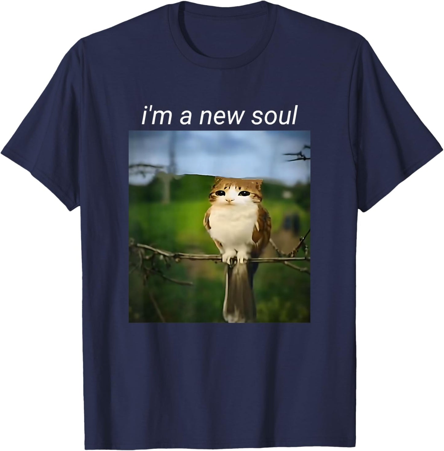 My Spirit Animal Funny Meowl Meme, Cat Owl Meme Brain Red T-Shirt - T-Shirt | Navy