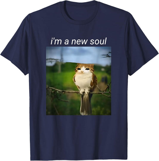 My Spirit Animal Funny Meowl Meme, Cat Owl Meme Brain Red T-Shirt - T-Shirt | Navy