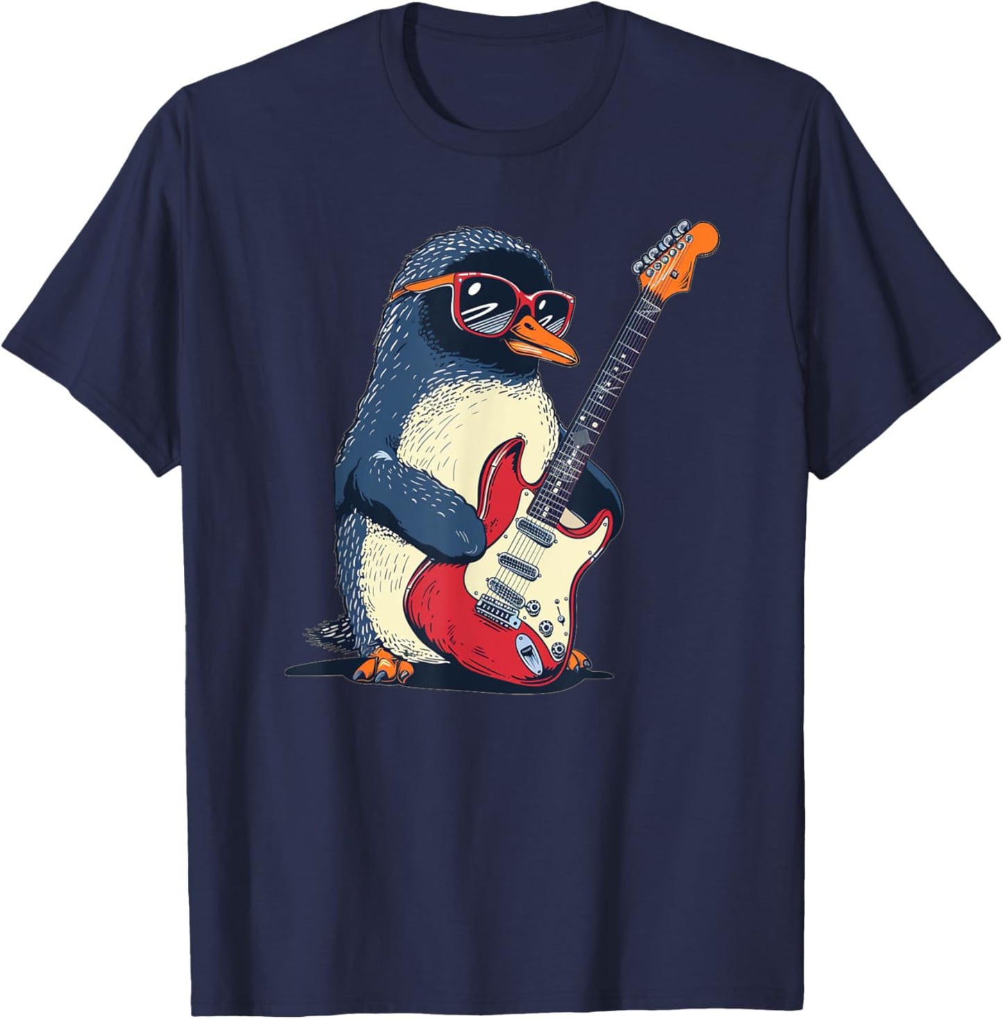 Nice Penguin Costume for emperor Penguin and Guitarists Fans T-Shirt - T-Shirt | Navy
