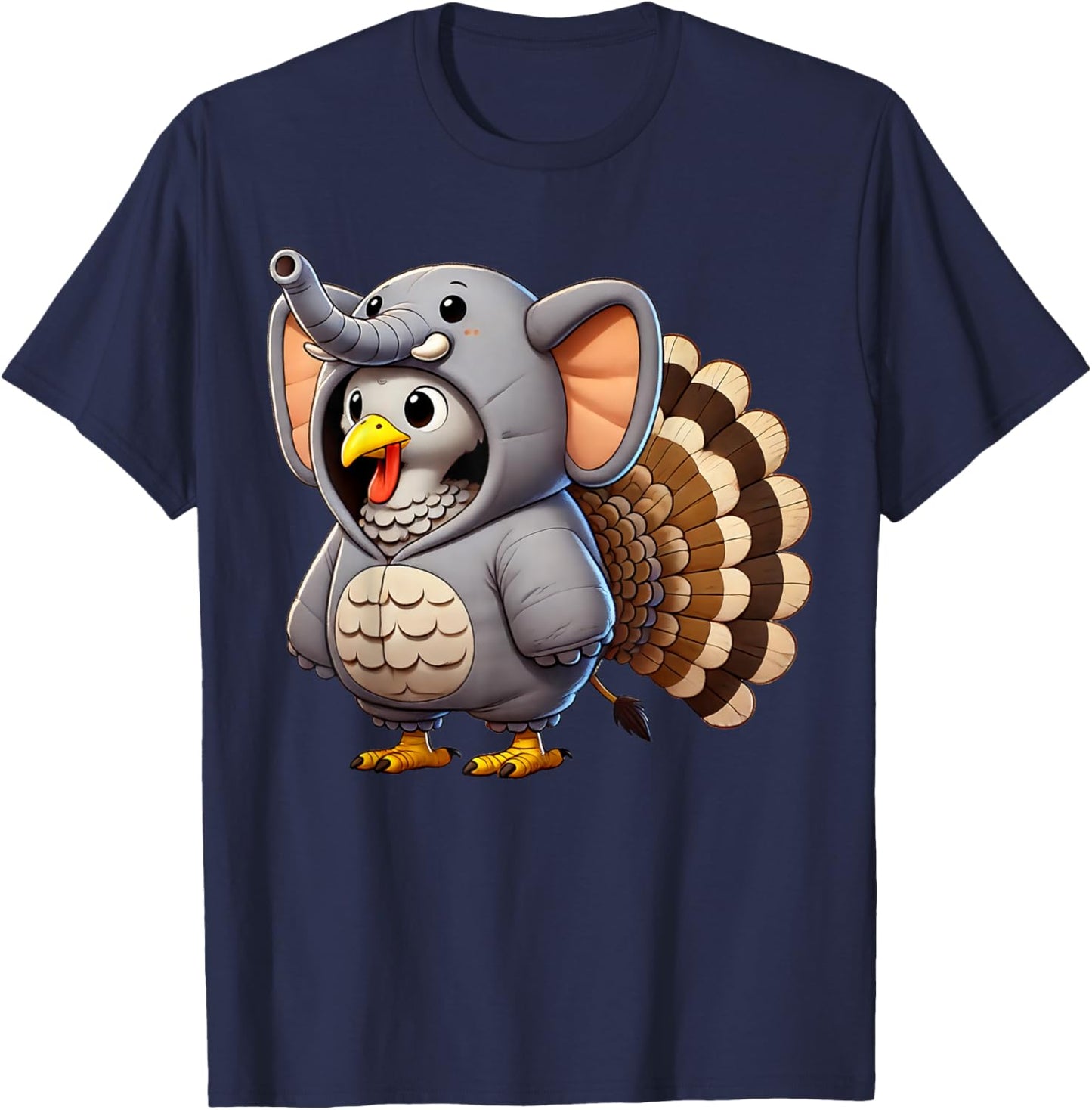 Turkey Elephant Costumed Turkey Day Funny Thanksgiving 2025 T-Shirt - T-Shirt | Navy