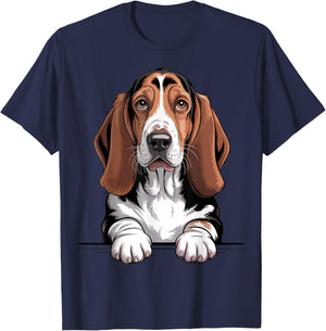 Funny Dog Lover Pocket Size Basset Hound T-Shirt - T-Shirt | Navy