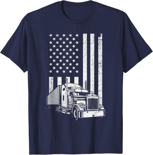 Cool Trucker Design Women Kids Trucking Truck Driver T-Shirt - T-Shirt | Navy