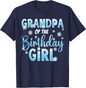 Grandpa Of The Birthday Girl Snowflakes Themed Matching T-Shirt - T-Shirt | Navy
