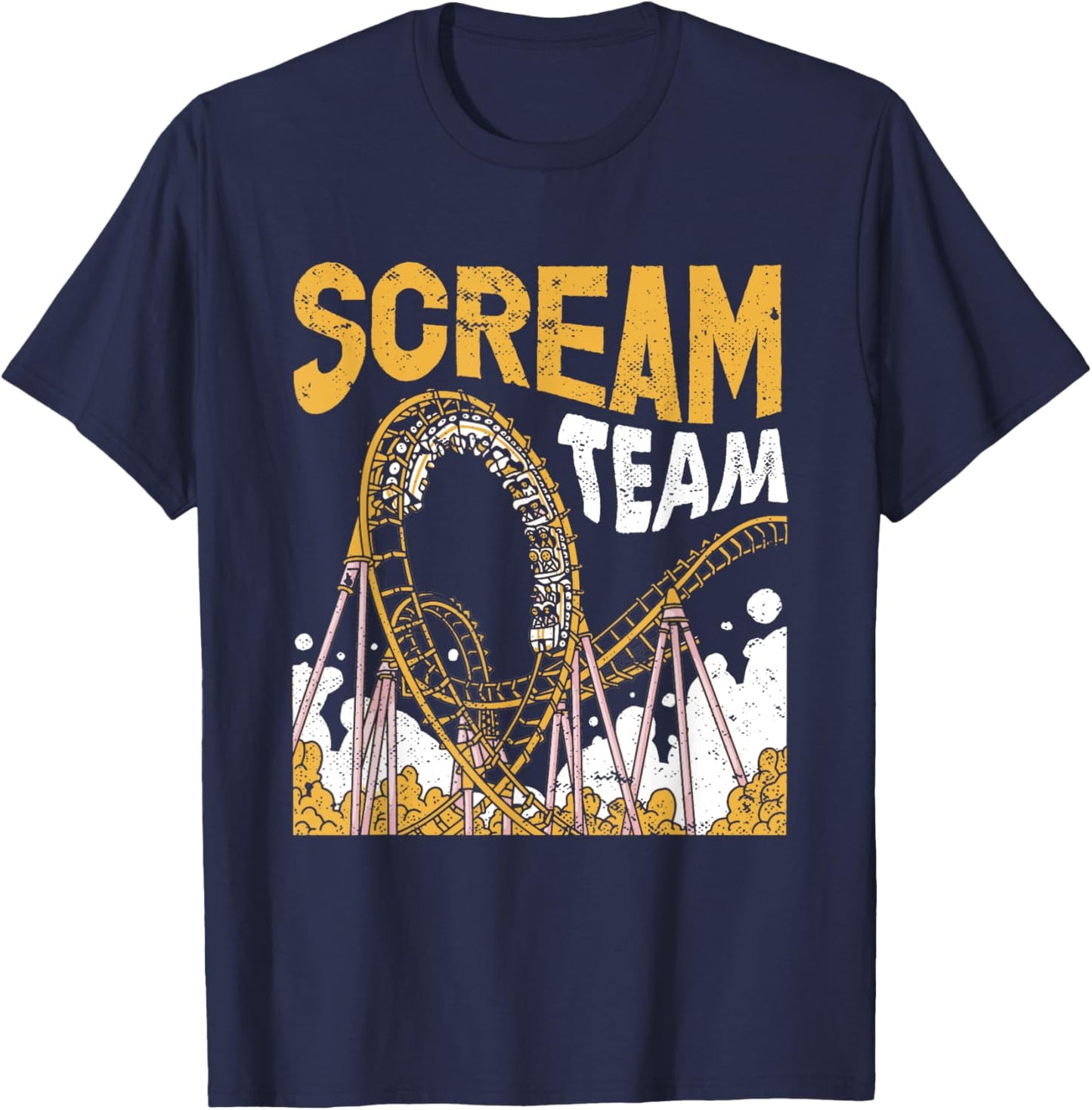 Scream Team Roller Coaster Excitement T-Shirt - T-Shirt | Navy