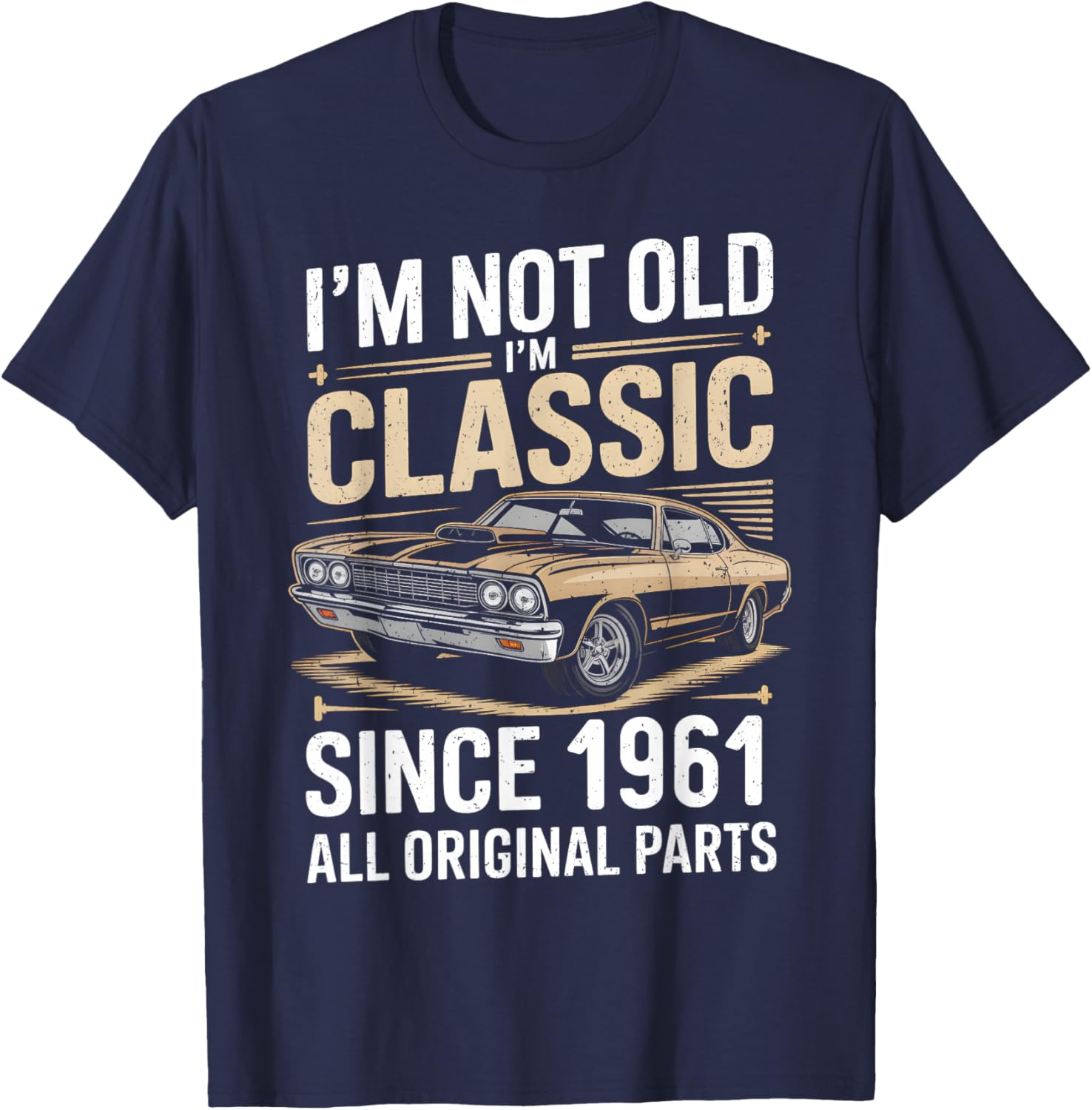 Funny 65th Birthday Classic Vintage Car Men 1961 Birthday T-Shirt - T-Shirt | Navy