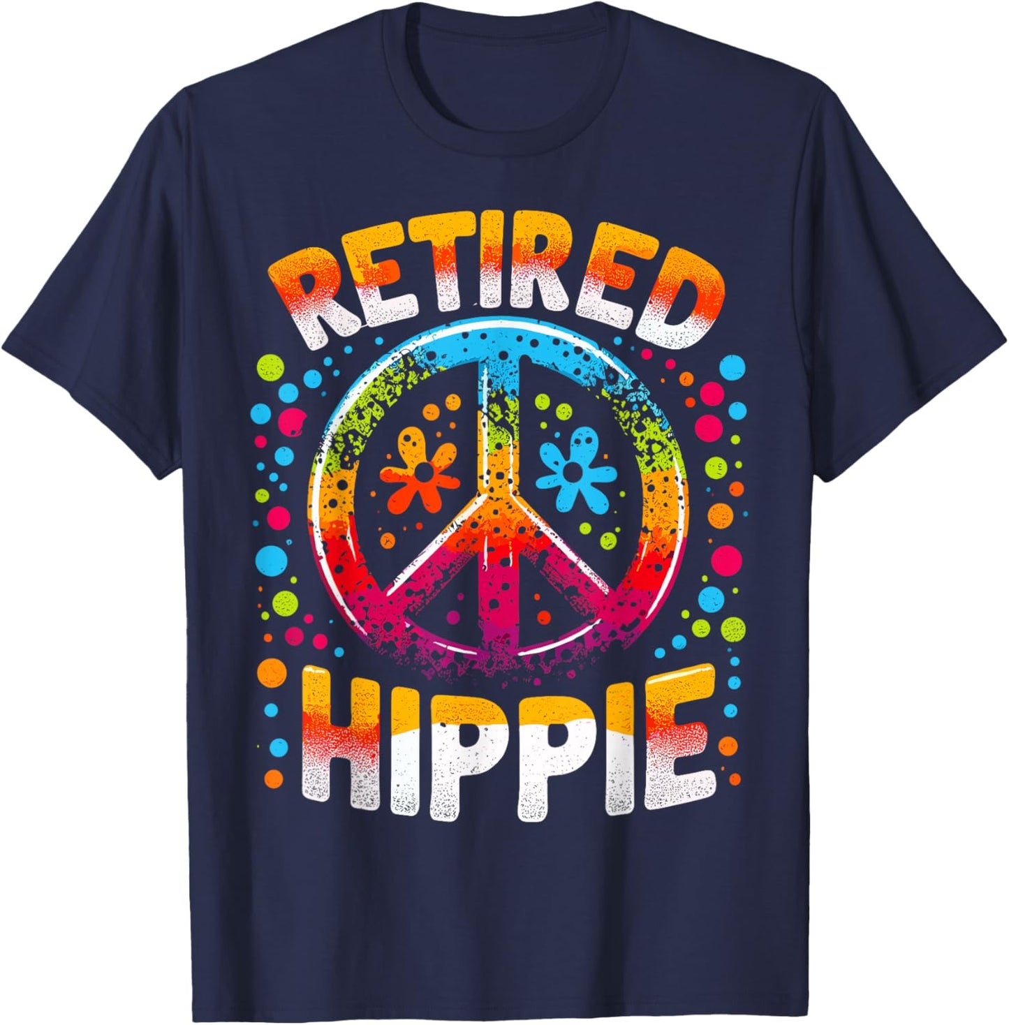 Peace Sign Retired Hippie T-Shirt - T-Shirt | Navy
