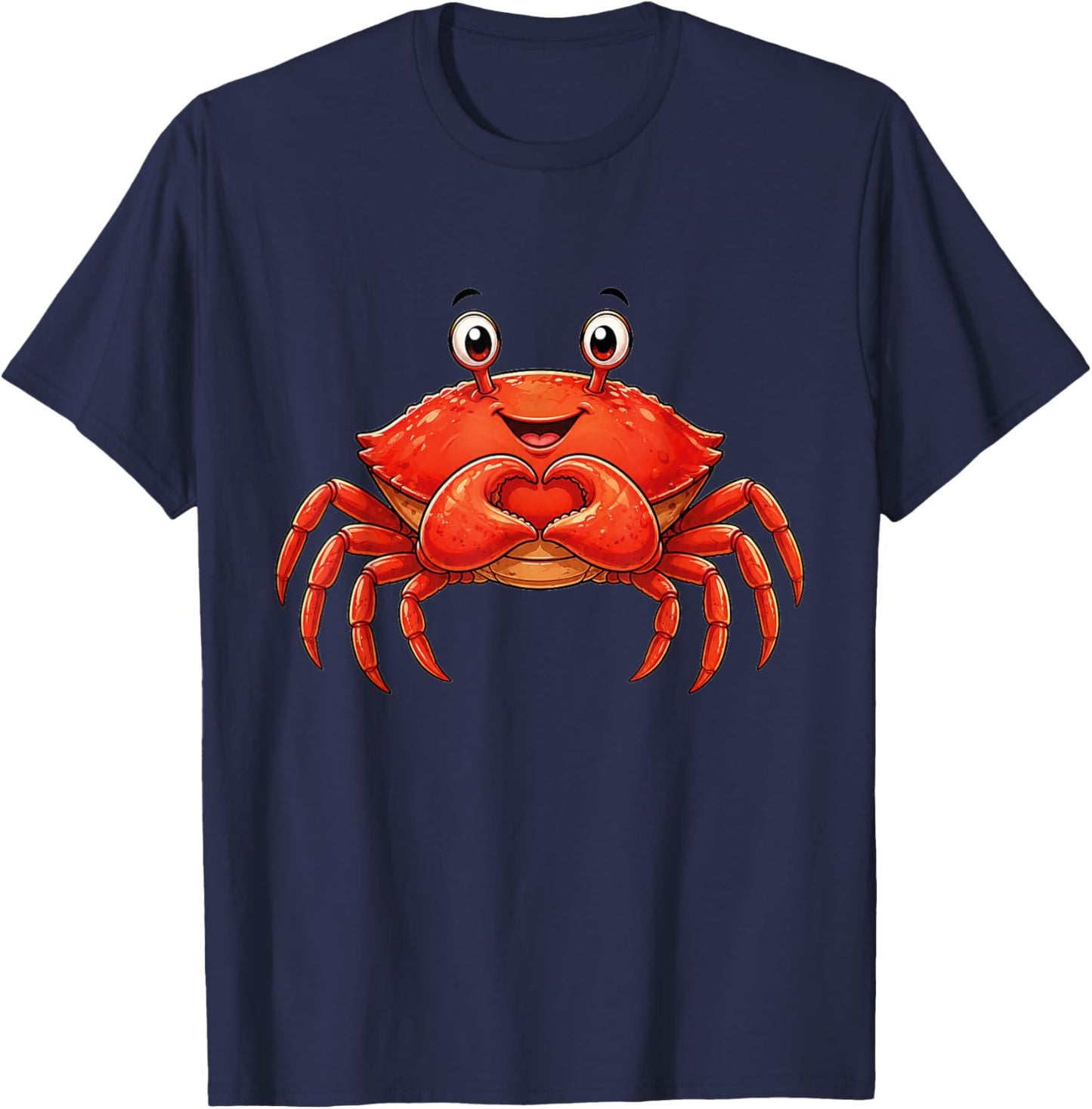 Crab with Heart | Cute Crabby with Heart Symbol T-Shirt - T-Shirt | Navy
