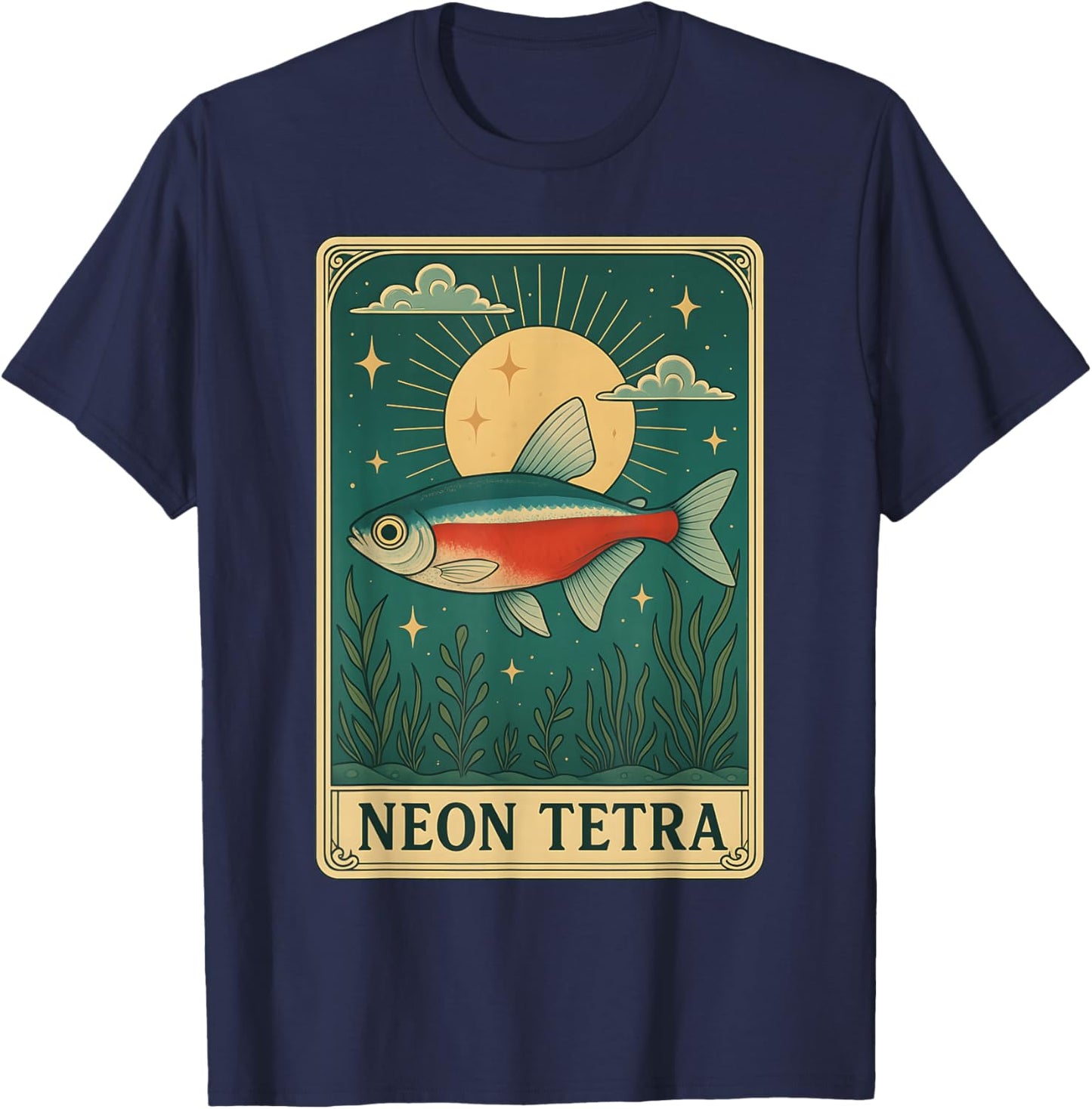 Neon Tetra Tarot Card T-Shirt - T-Shirt | Navy