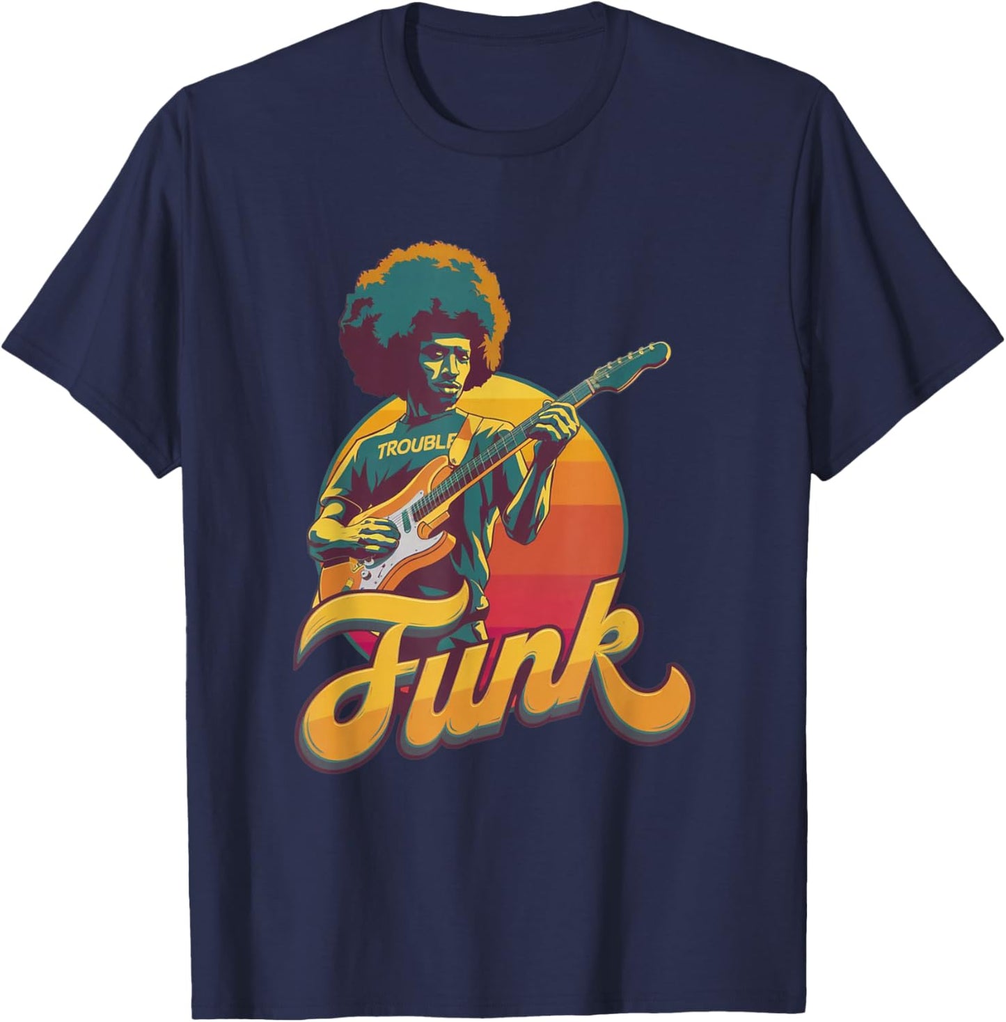 70s Retro Funk Afro Band Guitarist - Jazz Funk & Soul T-Shirt - T-Shirt | Navy