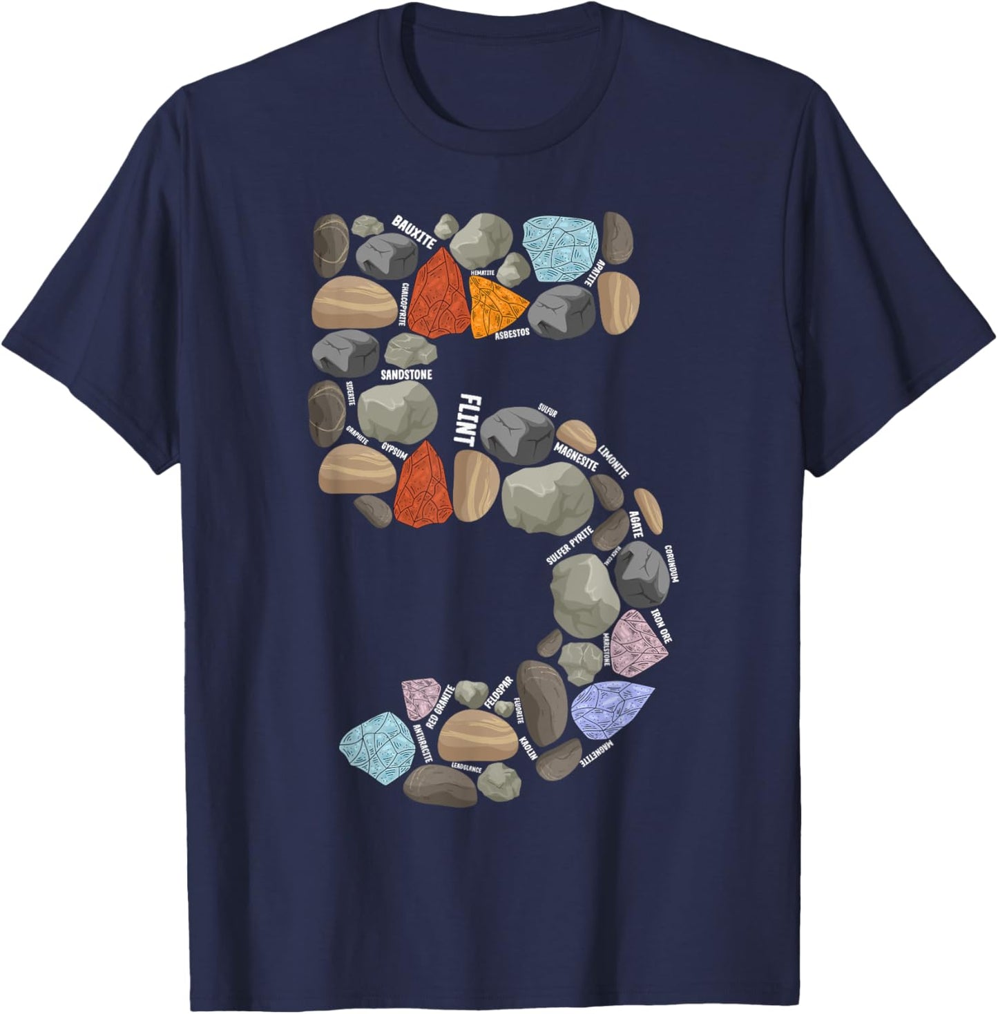 Geology Rocks 5 Years Old 5th Birthday Rock Collecting T-Shirt - T-Shirt | Navy