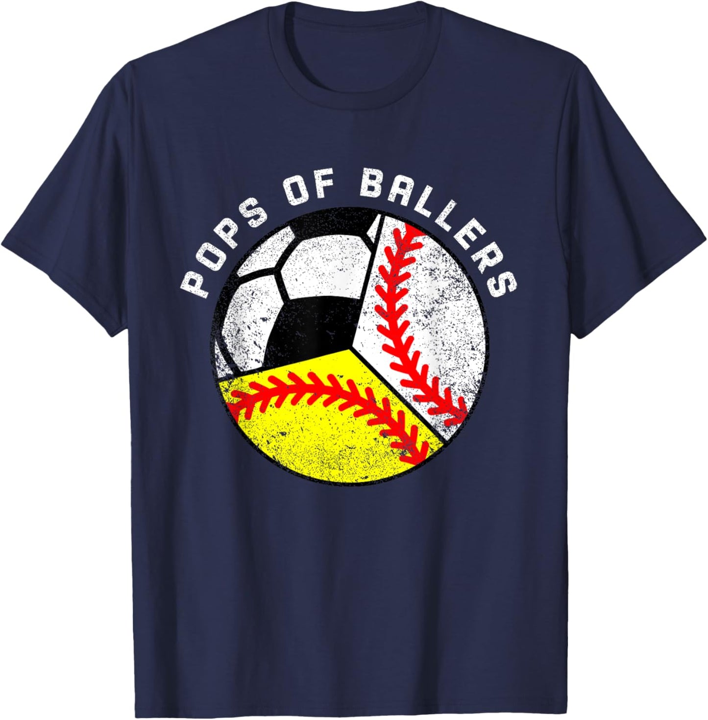 Pops Of Ballers Funny Baseball Softball Soccer Pops T-Shirt - T-Shirt | Navy