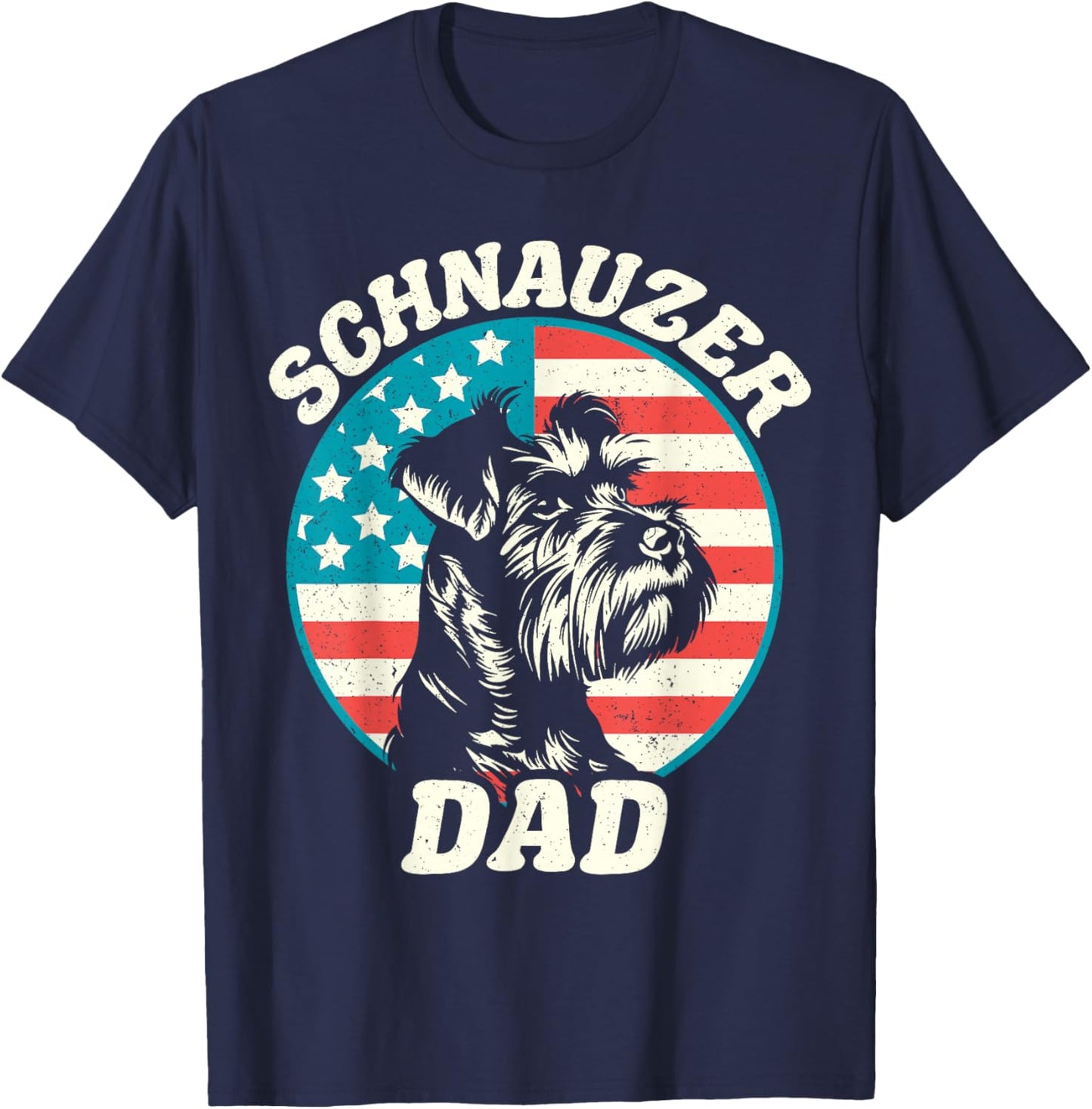 Schnauzer Dad Dog Patriotic Father Pet USA T-Shirt - T-Shirt | Navy
