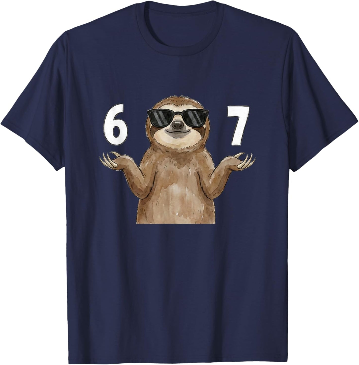 67 Meme Sloth Shirt 6 7 Hand Gesture Kids Slang Six Seven T-Shirt - T-Shirt | Navy