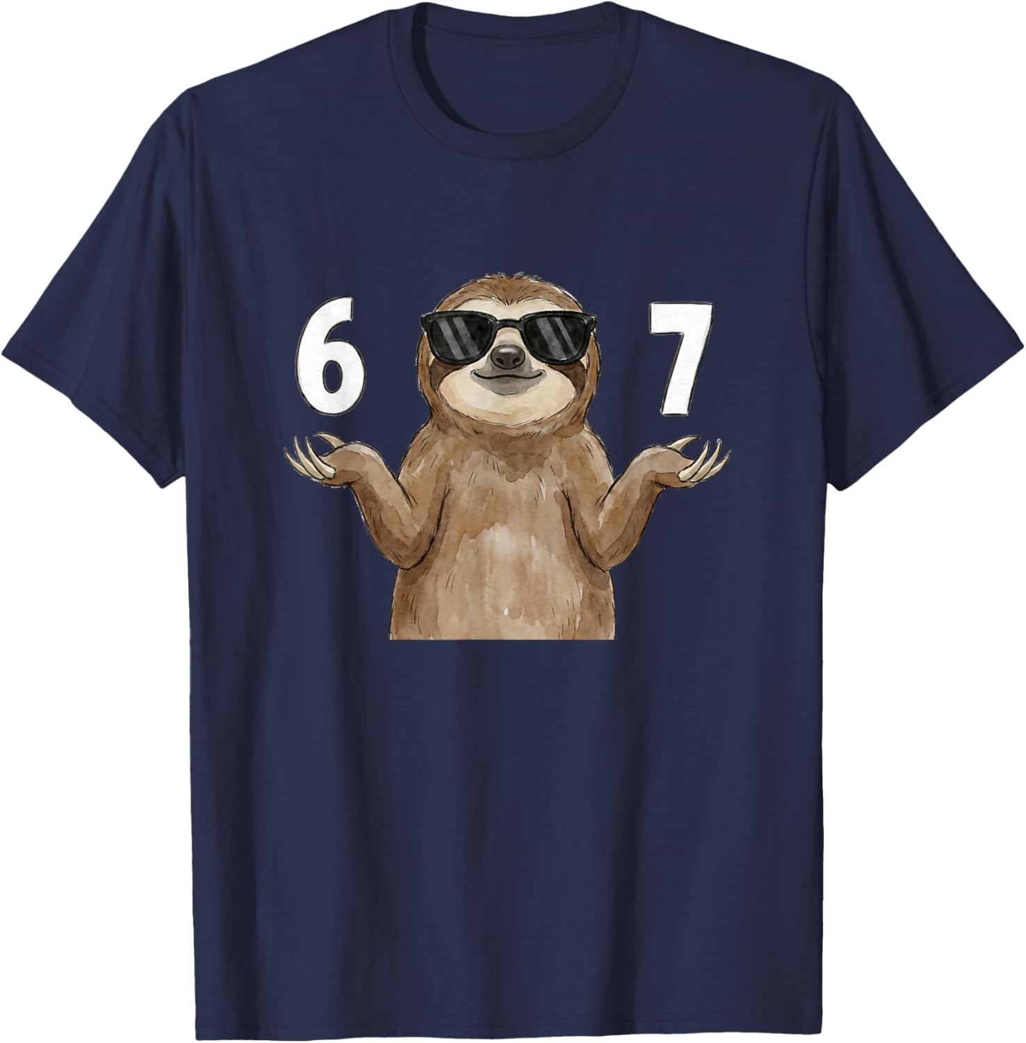 67 Meme Sloth Shirt 6 7 Hand Gesture Kids Slang Six Seven T-Shirt - T-Shirt | Navy