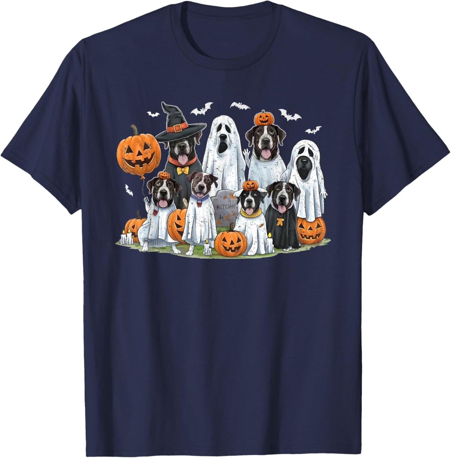 Dog Ghost Cute Dogs Dressed As Ghosts Funny Halloween Gifts T-Shirt - T-Shirt | Navy