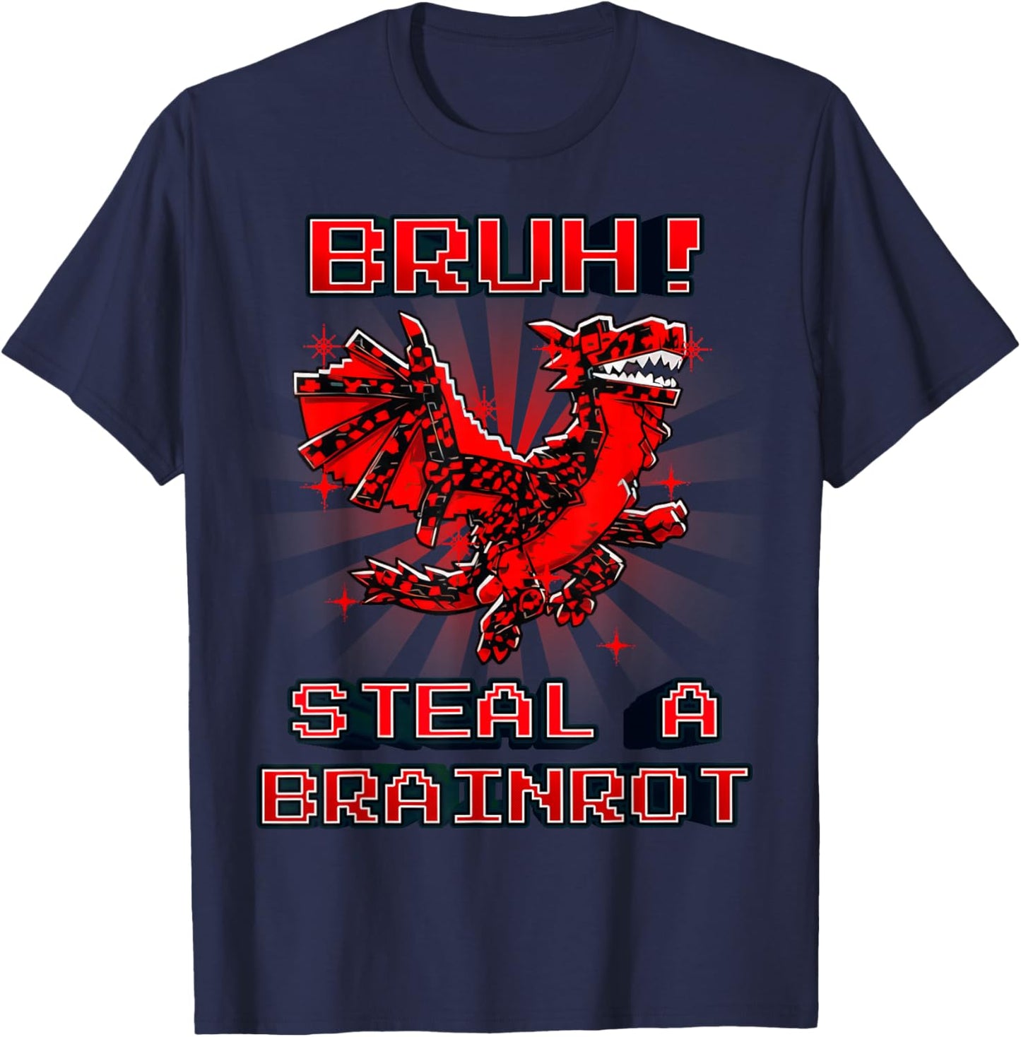 Bruh Cursed Dragon Cannelloni Brainrot for Boys Kids Teens T-Shirt - T-Shirt | Navy