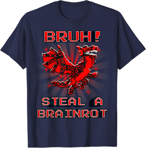 Bruh Cursed Dragon Cannelloni Brainrot for Boys Kids Teens T-Shirt - T-Shirt | Navy