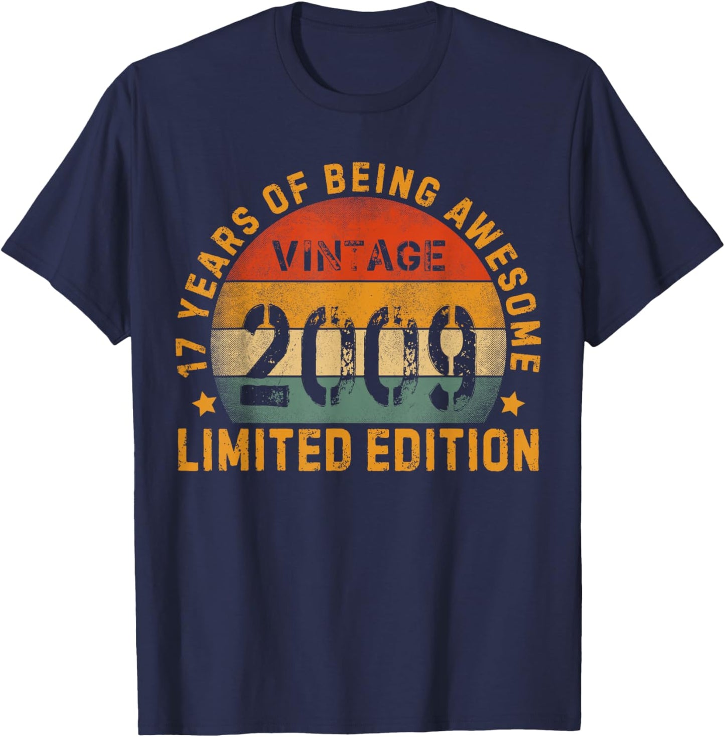 Vintage 2009 17th Birthday 17 Years Being Awesome Men Kids T-Shirt - T-Shirt | Navy