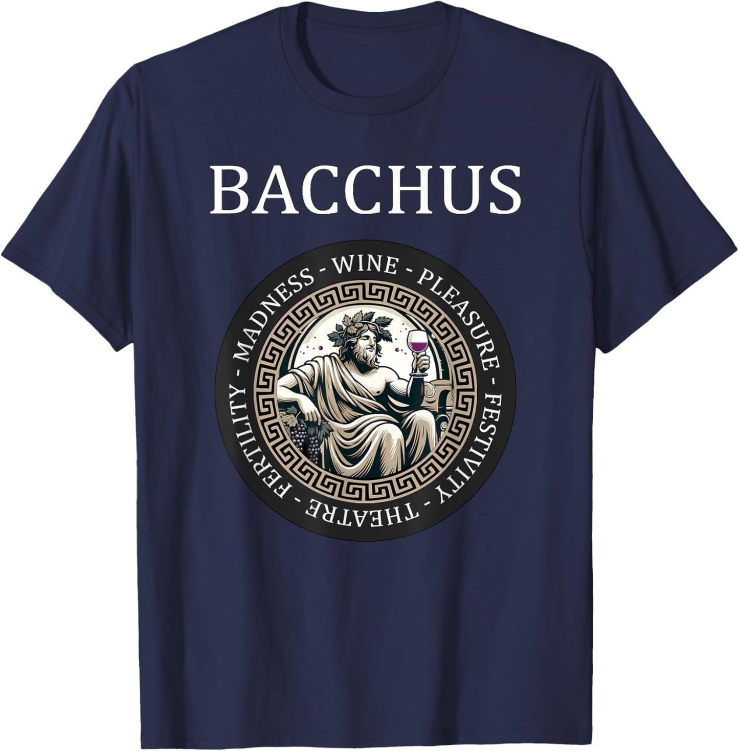 Bacchus Roman God of Wine and Festivals Roman Mythology T-Shirt - T-Shirt | Navy