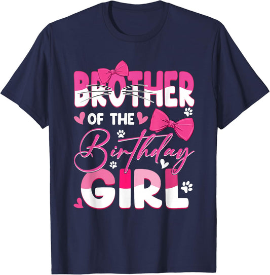 Brother of The Birthday Girl Cat Kitty Family Matching T-Shirt - T-Shirt | Navy