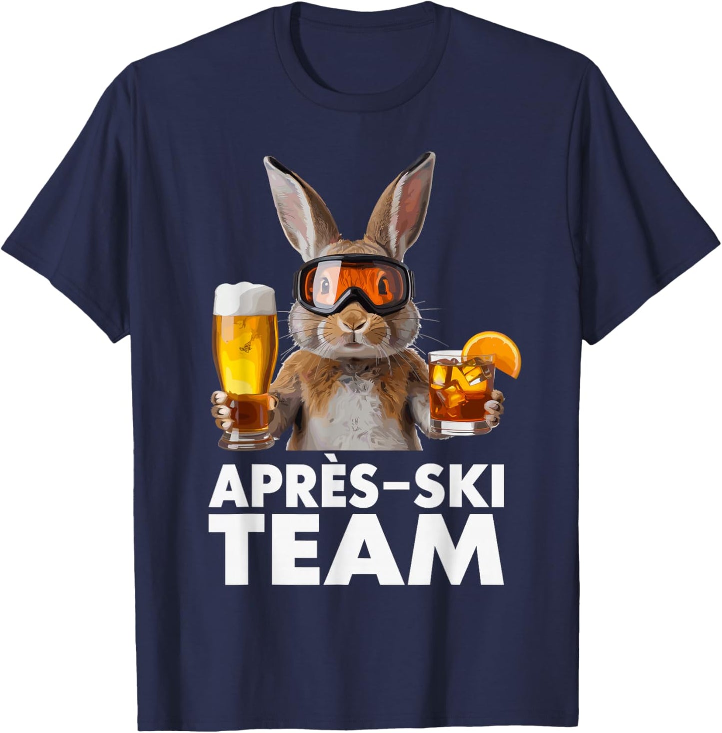 Après Ski Team Rabbit Skiing Beer Cocktail Party T-Shirt - T-Shirt | Navy