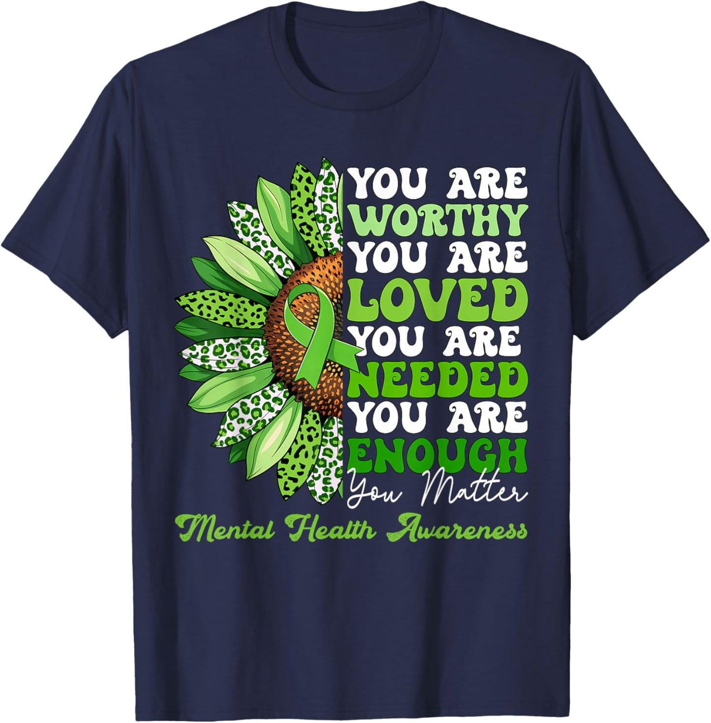 Motivational Support Warrior Mental Health Awareness Gifts T-Shirt - T-Shirt | Navy
