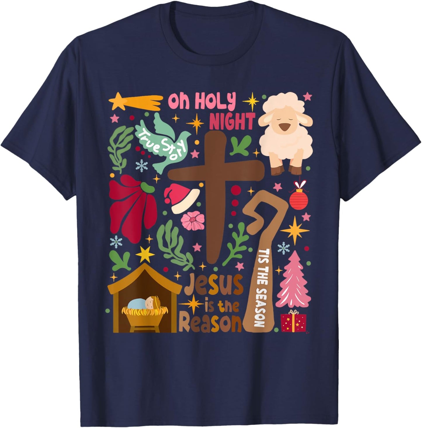 True Story Jesus Christmas Nativity Scene Christian Faith T-Shirt - T-Shirt | Navy