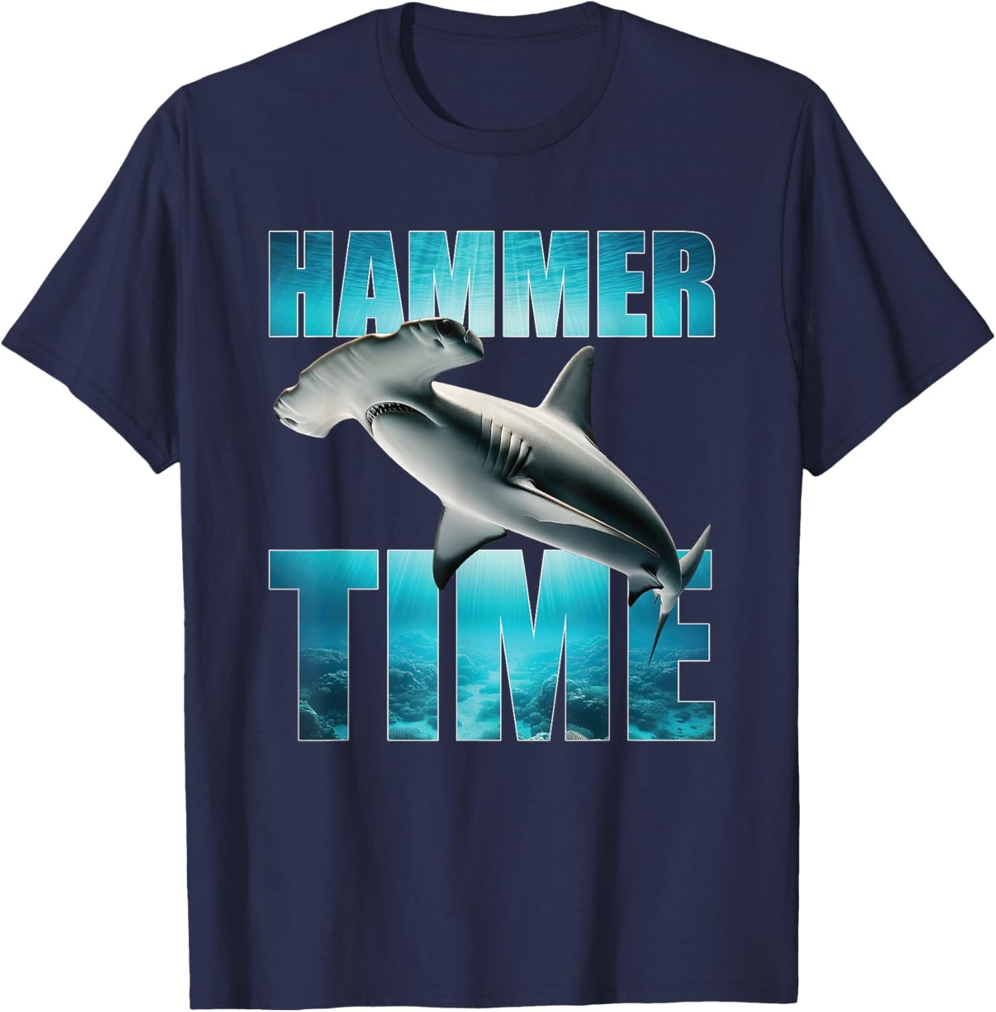 Hammerhead Shark Hammer Time Funny Ocean Lovers T-Shirt - T-Shirt | Navy