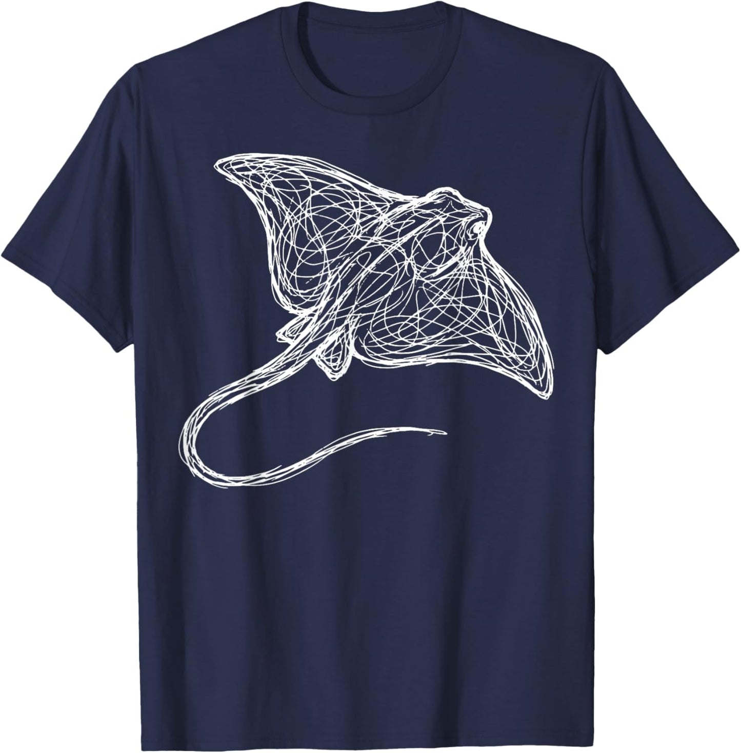 Stingray Line Art Sting Ray Scuba Diver Snorkeler T-Shirt - T-Shirt | Navy
