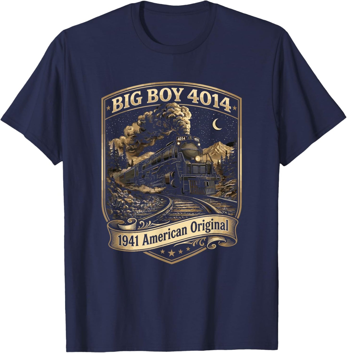 Big Boy 4014 Train Engineer Steam Train Conductor American T-Shirt - T-Shirt | Navy