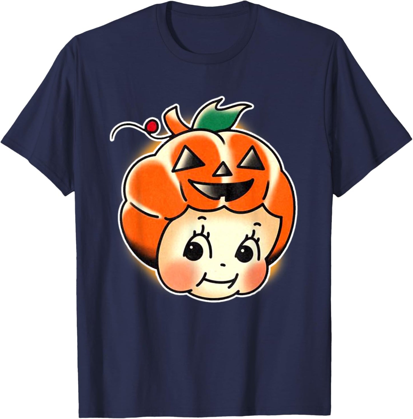 Kewpie Baby Pumpkin Jack-o-Lantern T-Shirt - T-Shirt | Navy