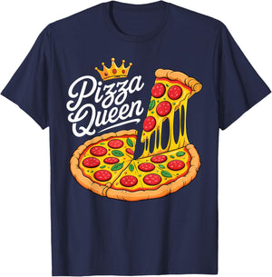 Pizza Queen Fun Girls Women Pizza Food Lovers T-Shirt - T-Shirt | Navy