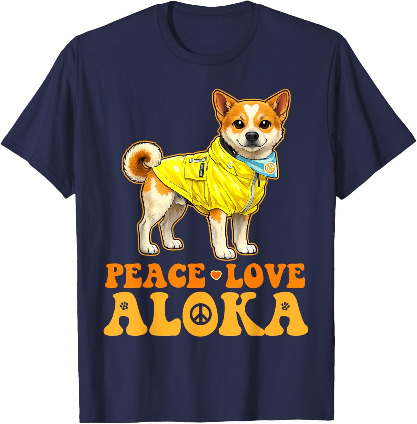 Peace Love Aloka The Peace Dog Women Kids T-Shirt - T-Shirt | Navy