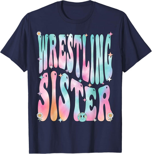 Wrestling Sister Groovy, Wrestling Sister T-Shirt - T-Shirt | Navy