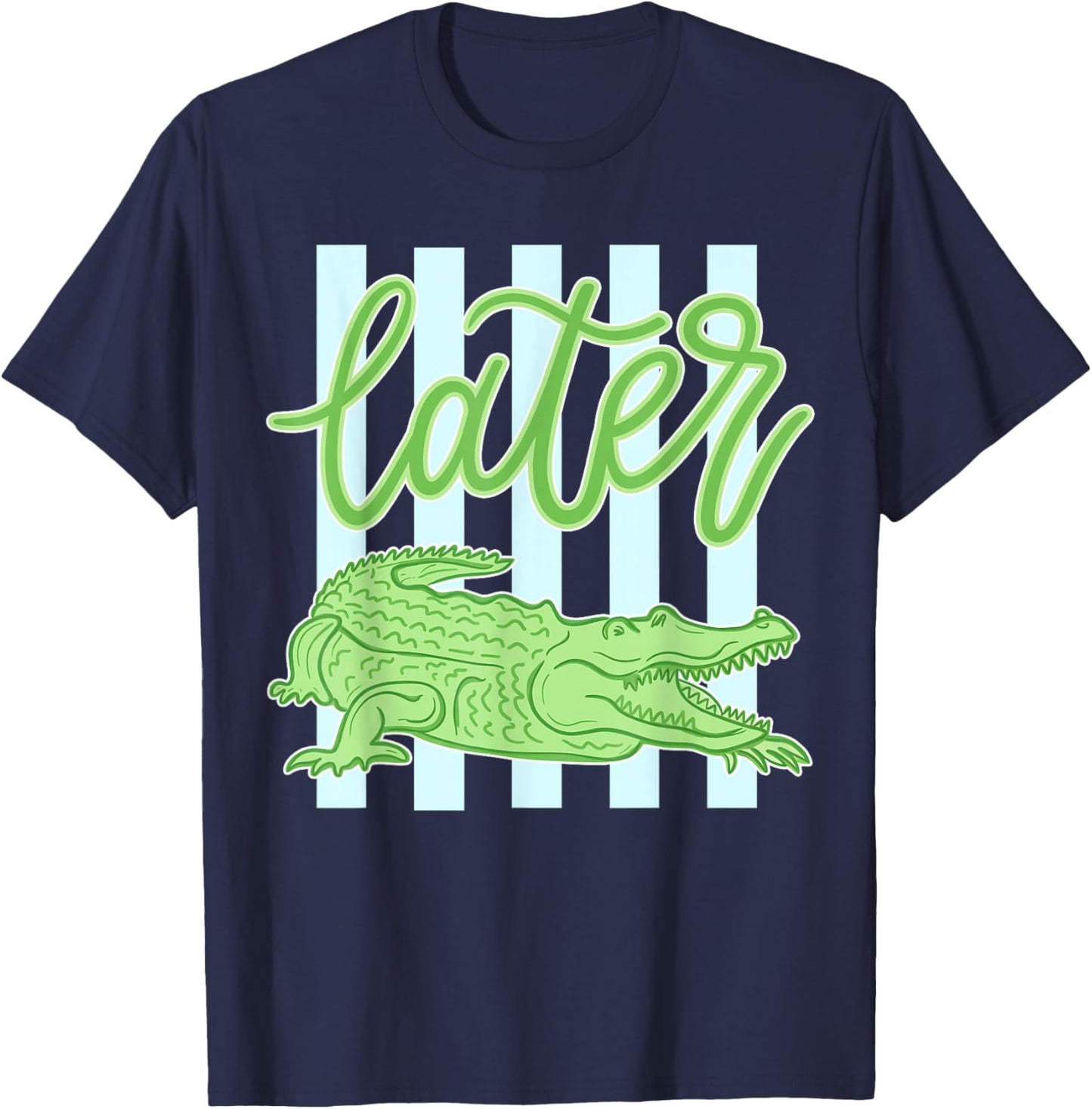 Funny Later After While Retro Gator Teacher Summer Alligator T-Shirt - T-Shirt | Navy