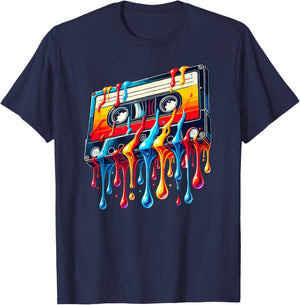 80s 90s Retro Party Costume Nostalgia Cassette T-Shirt - T-Shirt | Navy